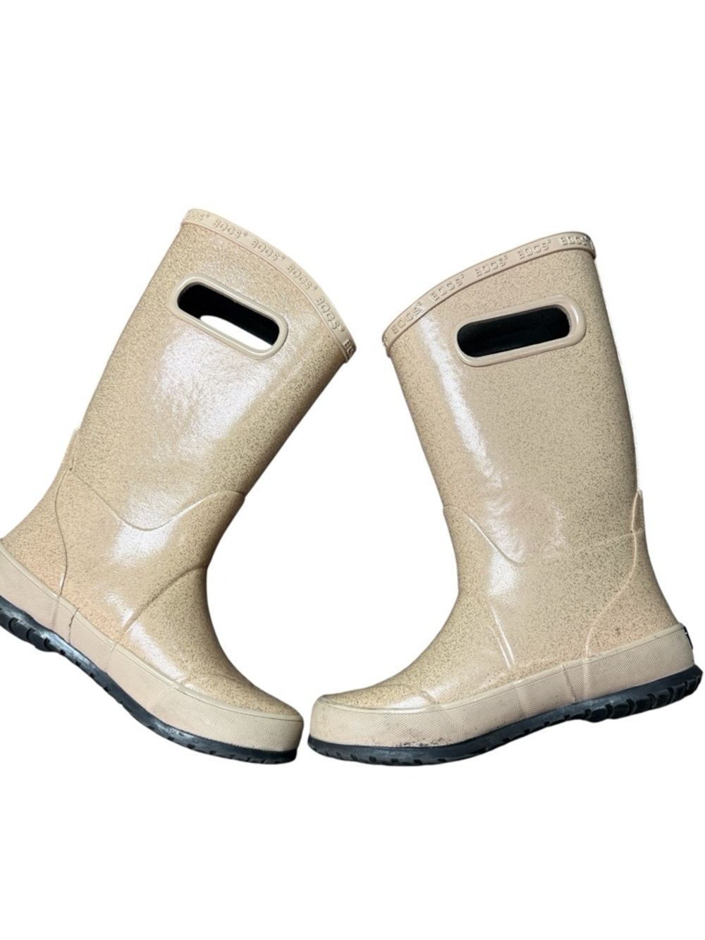Bogs Tan Glitter Rain Boots